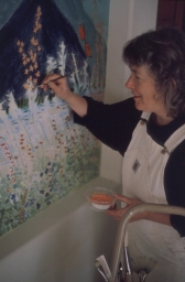 Tanya Joyce at work on Mt. Tamalpais mural